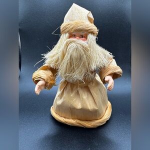 Natural Fiber Old World VTG Frankel 7" Santa Claus Figure Corn Husk Decor—Flaws